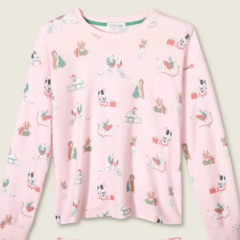 PJ Salvage Pink Holiday Print Long Sleeve Shirt